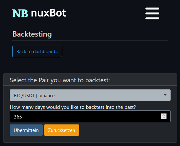 Backtesting Page